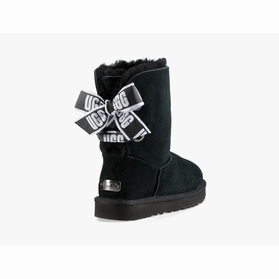 Botas UGG Customizable Bailey Bow Short Mulher Pretas | PT-GDJTZ